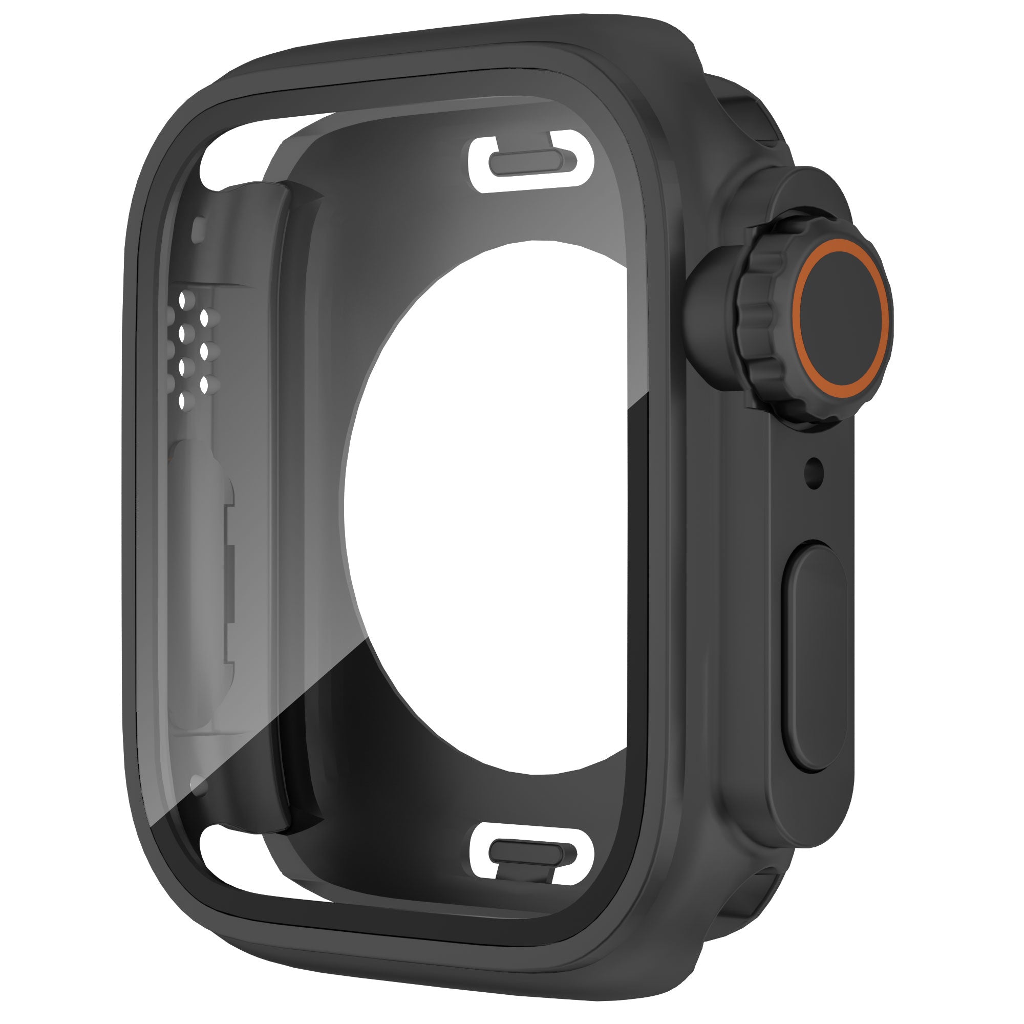 Waterproof Case for Apple Watch Series 6 5 4 SE (2022) SE 44mm , Hard PC Full Protective Cover with Tempered Glass Screen Protector - Black