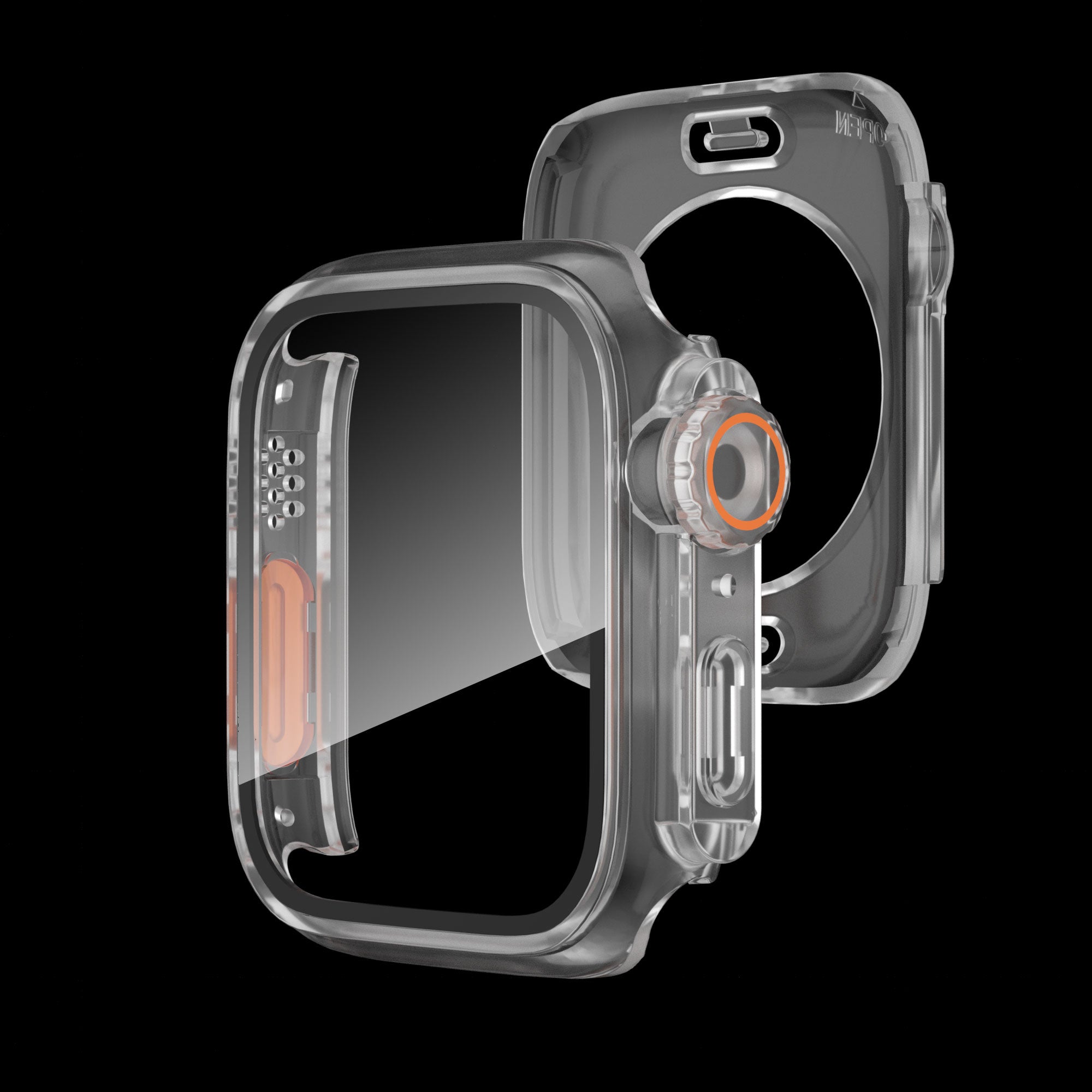 Waterproof Case for Apple Watch Series 6 5 4 SE (2022) SE 44mm , Hard PC Full Protective Cover with Tempered Glass Screen Protector - Transparent
