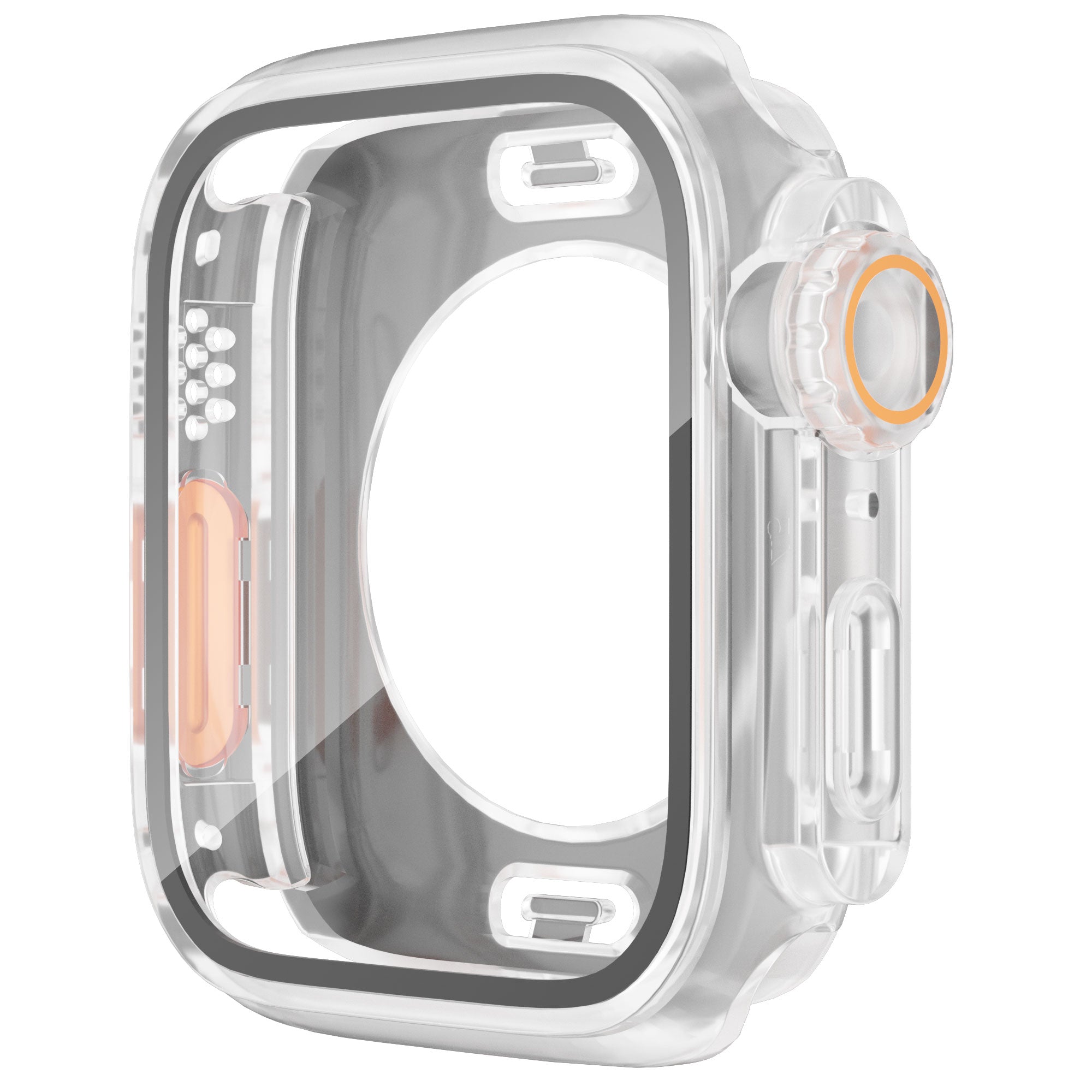 Waterproof Full Coverage Cover for Apple Watch Series 8 7 45mm , Hard PC Watch Case with Tempered Glass Screen Protector - Transparent