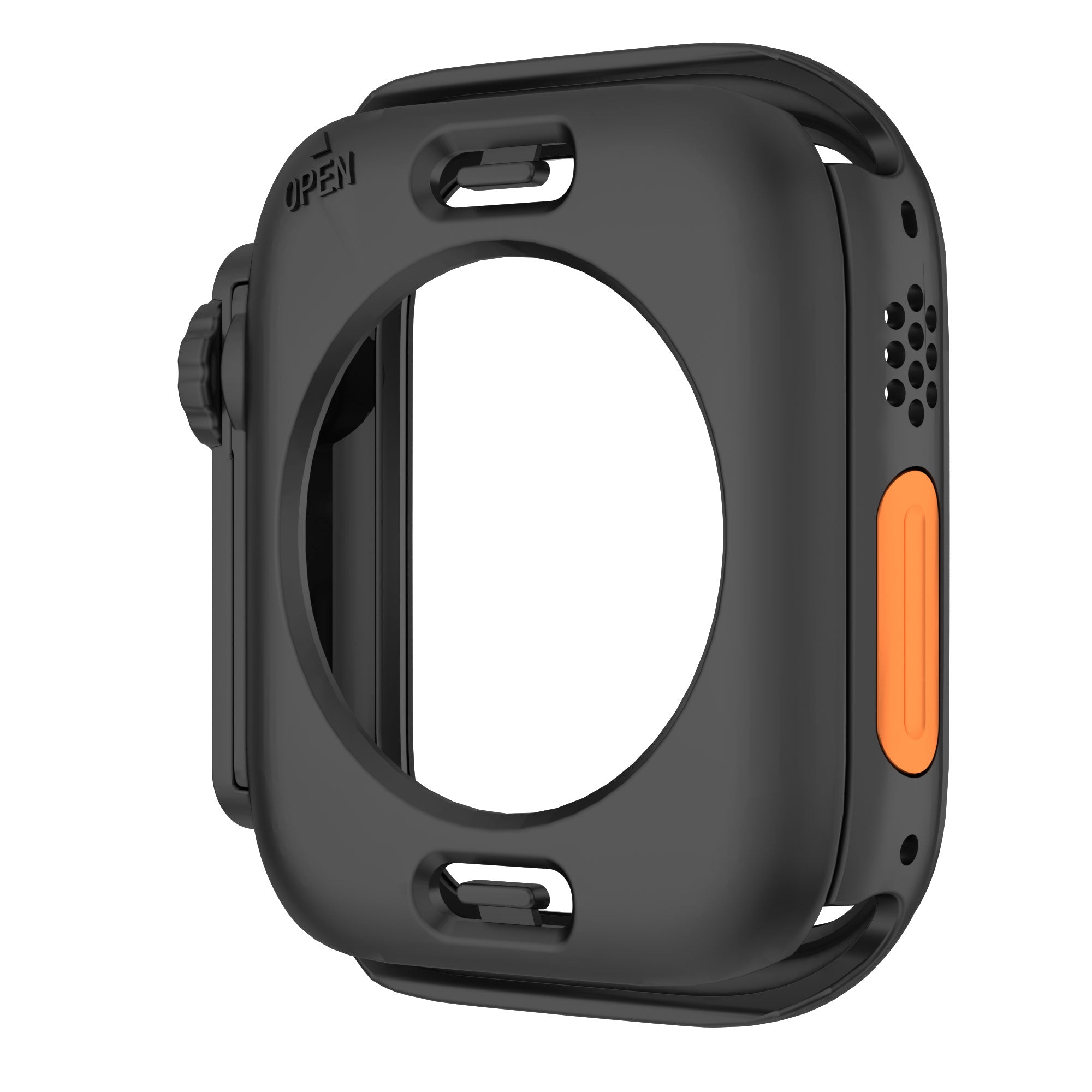 Waterproof Full Coverage Cover for Apple Watch Series 8 7 45mm , Hard PC Watch Case with Tempered Glass Screen Protector - Black