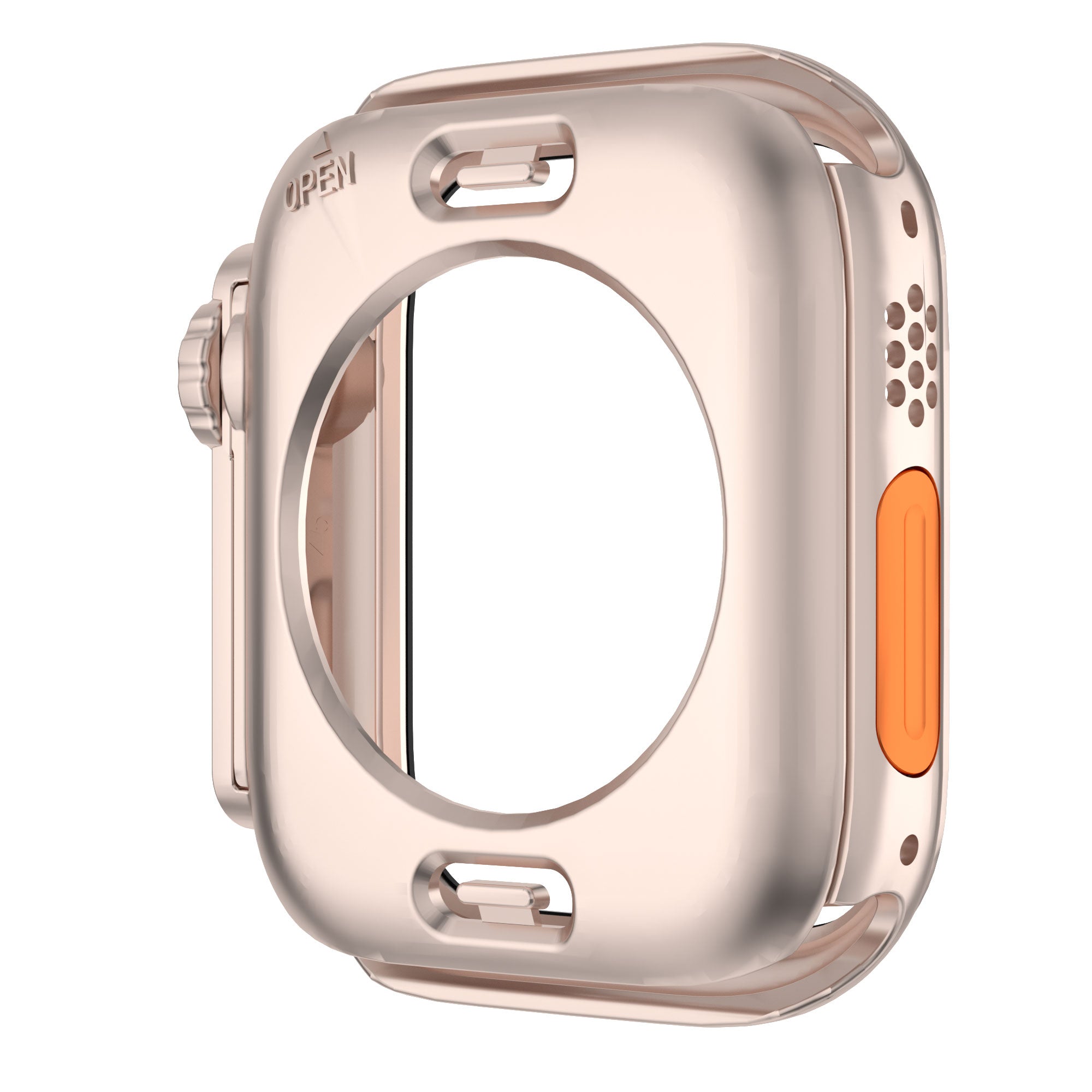 Waterproof Full Coverage Cover for Apple Watch Series 8 7 45mm , Hard PC Watch Case with Tempered Glass Screen Protector - Rose Gold