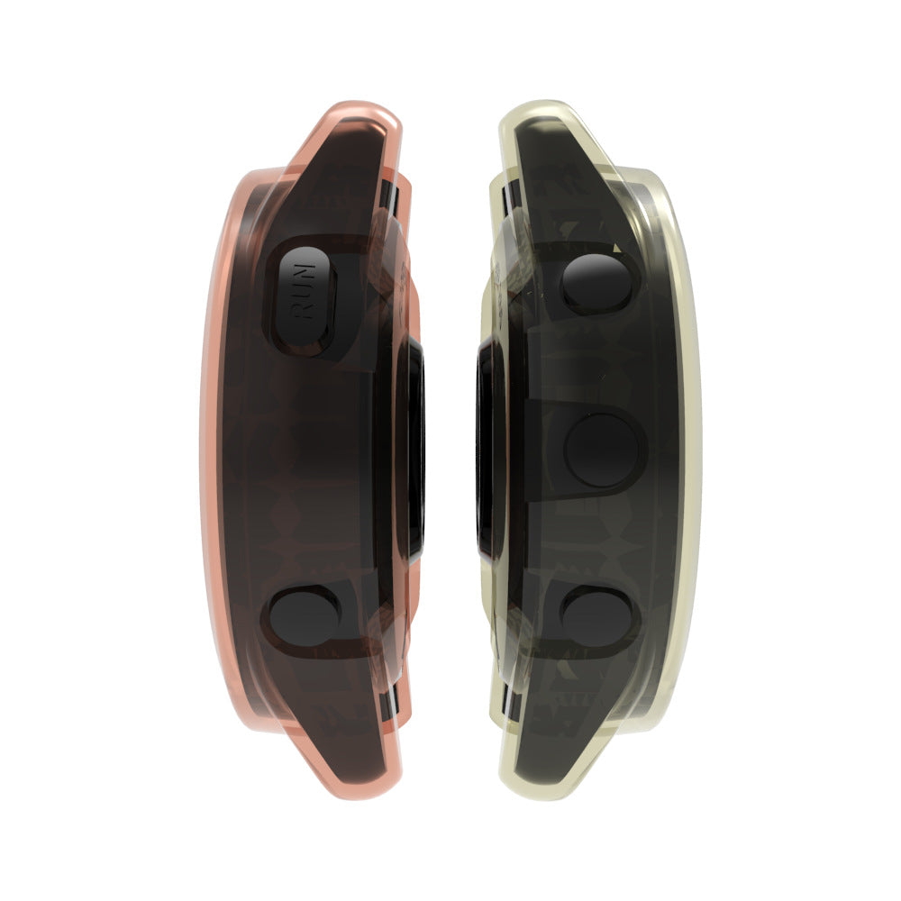 Uniqkart for Garmin Forerunner 265 TPU Watch Case Anti-collision Hollow Protective Frame - Transparent Orange