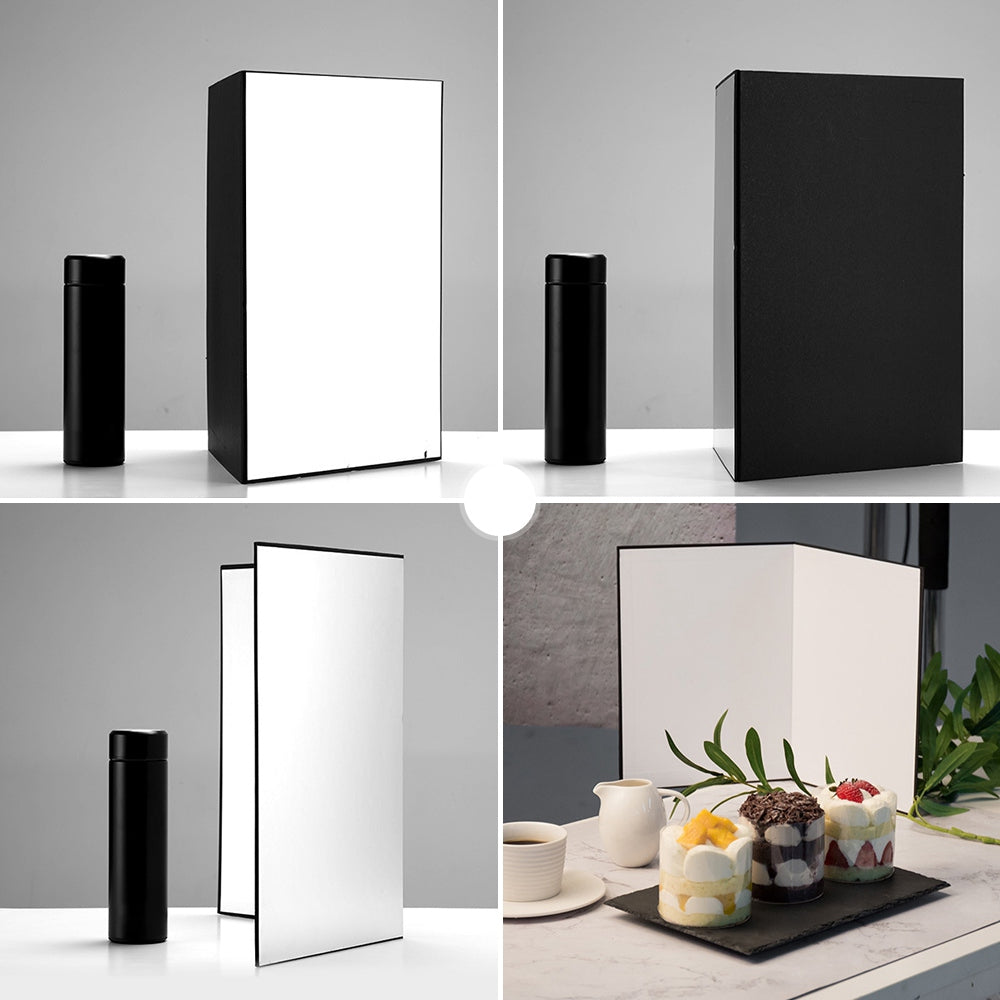 3 in 1 Photography Reflector Cardboard Folding Light Diffuser Board, A4 Size - Black/White/Silver