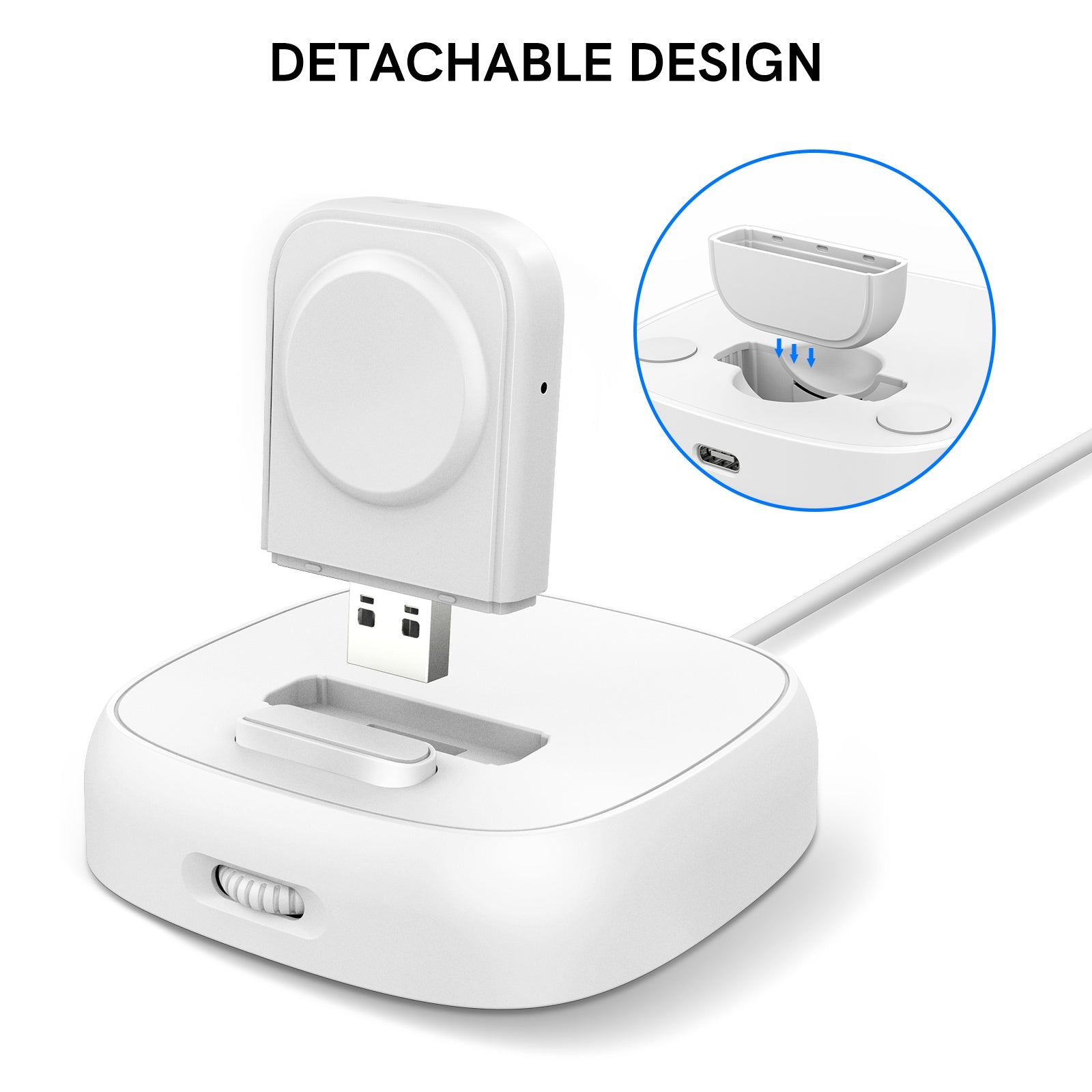 PT143 For Apple Watch 2 in 1 Magnetic Wireless Charger + Base, Height Adjustable - White