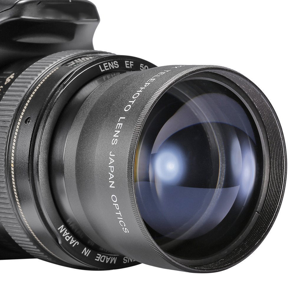 58mm 2X Telephoto Lens for Canon, Nikon Camera Teleconverter Lens 18-55 Front  62mm Filter