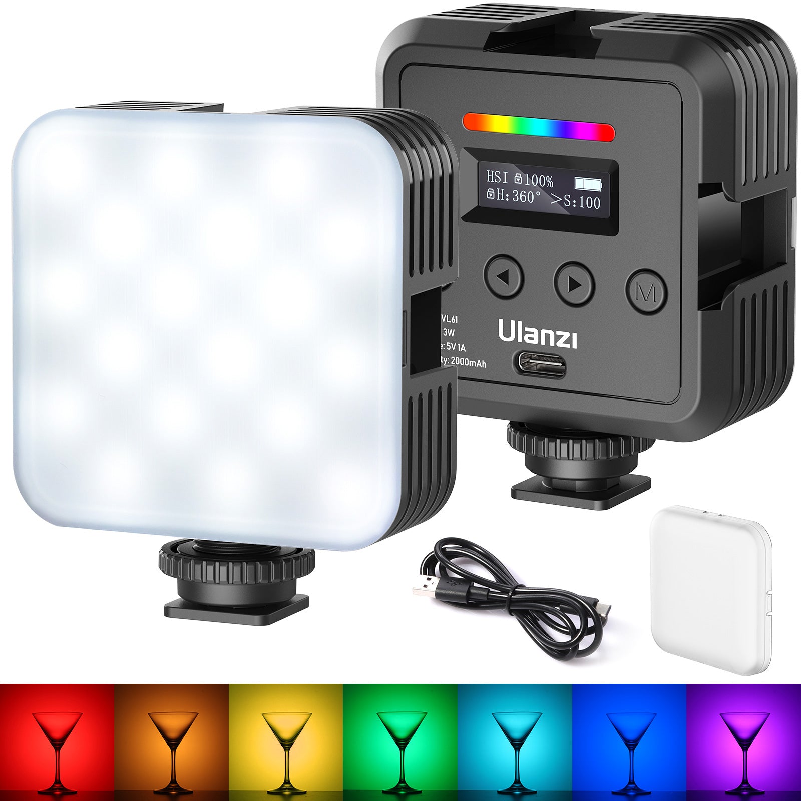Uniqkart VL61 RGB Portable Rechargeable Photography Fill Light Camera LED Lamp