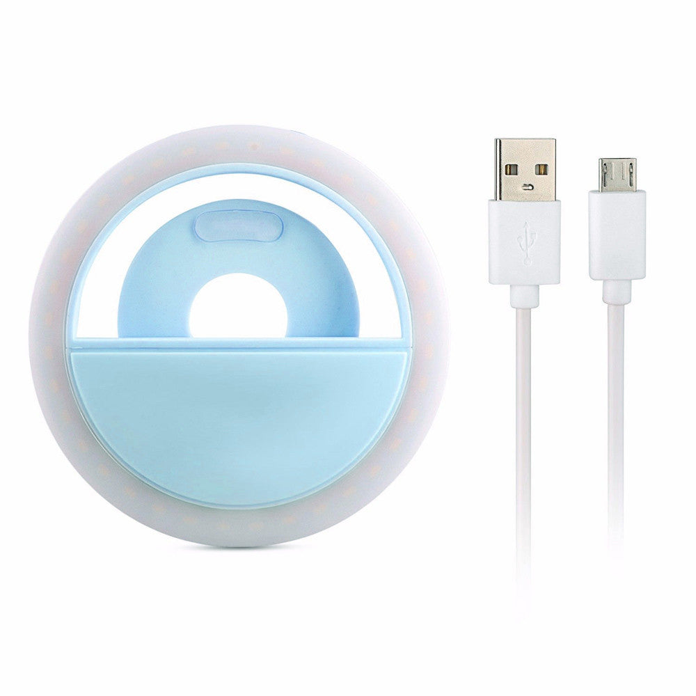 M06 Universal Selfie Ring Light 36 LEDs USB Rechargeable Cell Phone Lens Fill Light - Blue