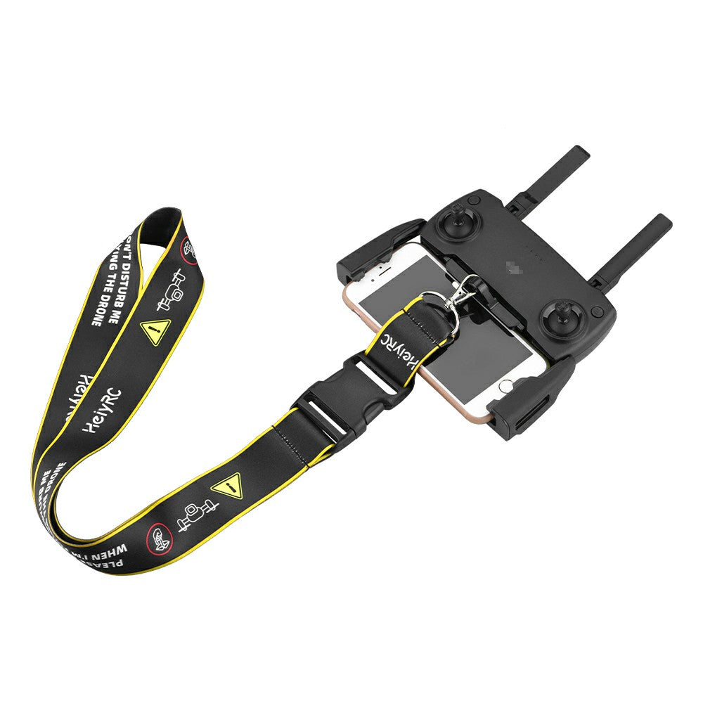 ZZCP8768 Lanyard Neck Strap with Hook Bracket for DJI Mavic 2/Pro/Mini/Air/Spark Remote Control - Black/Yellow Edge
