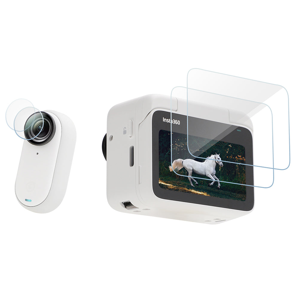 Uniqkart 2Pcs For Insta360 GO 3 0.3mm Ultra Thin Tempered Glass Lens Film + Screen Protector Set