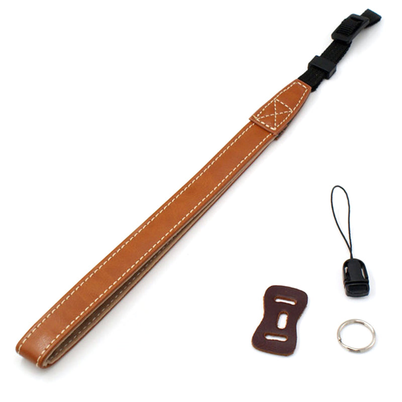 DSLR Camera Carrying Hand Strap SLR Camera PU Leather Anti-lost Wrist Rope - Brown