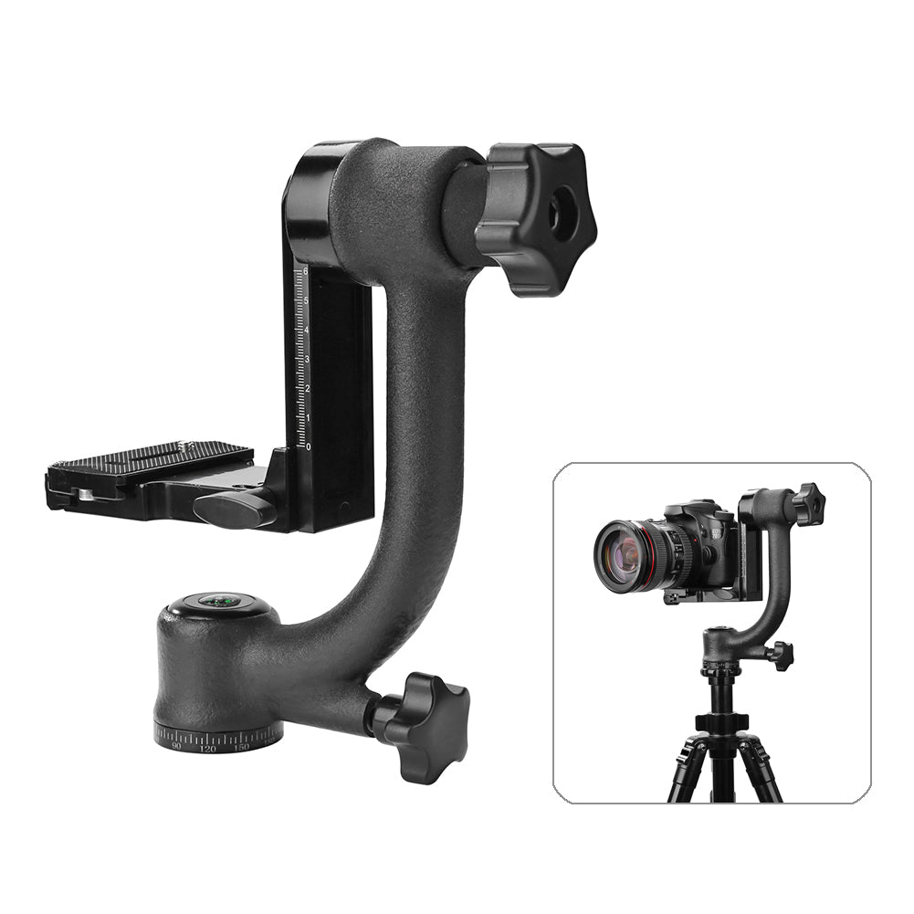 Panoramic 360 Degree Vertical Gimbal Tripod Head 1/4 inch Screw Telephoto Lens Quick Release Plate for DSLR Camera