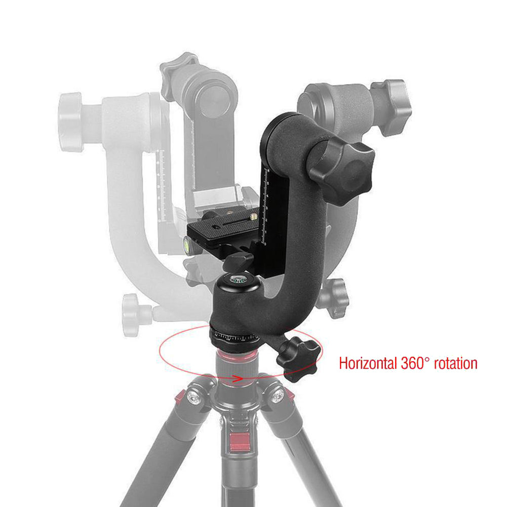 Panoramic 360 Degree Vertical Gimbal Tripod Head 1/4 inch Screw Telephoto Lens Quick Release Plate for DSLR Camera