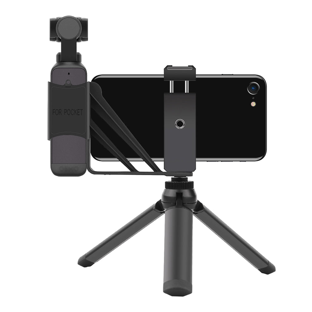 ZZCP5001 ZZCP5002 Handheld Phone Holder Bracket Tripod Mount with Cold Shoe 1/4 inch Screw for DJI Osmo Pocket 2 - Black