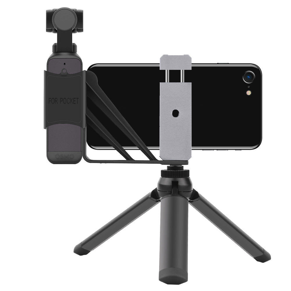 ZZCP5001 ZZCP5002 Handheld Phone Holder Bracket Tripod Mount with Cold Shoe 1/4 inch Screw for DJI Osmo Pocket 2 - Silver