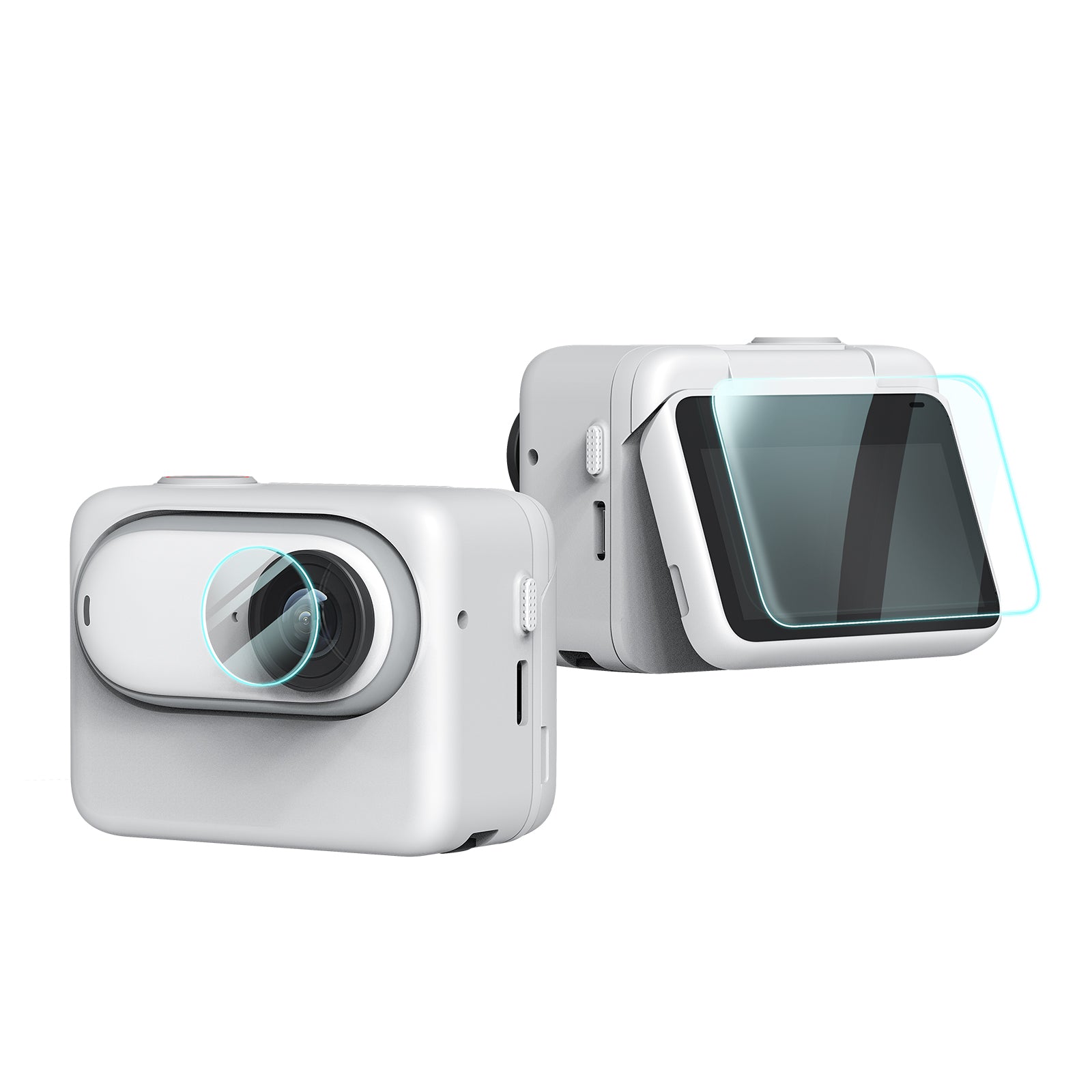Uniqkart 2Pcs For Insta360 GO 3 Anti-fingerprint HD Tempered Glass Lens Film + Screen Protector Set
