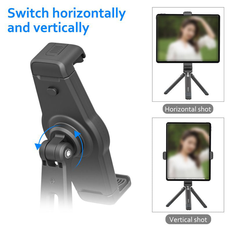 UURIG ST-20 Cell Phone Tripod Mount Adapter Adjustable Tablet Holder Mount with 1/4" Screw and Arca Support 360-Degree Rotating for Photography Live-streaming Selfie