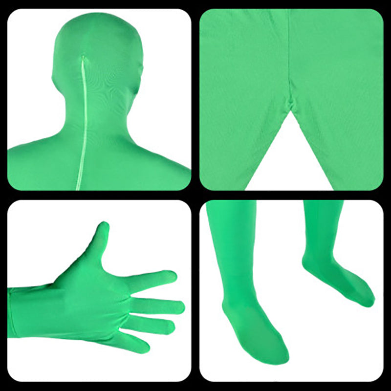 Uniqkart PSD2EA One-Piece Chromakey Body Suit Green Bodysuit Unisex Spandex Disappearing Man Costume - Green / 180cm