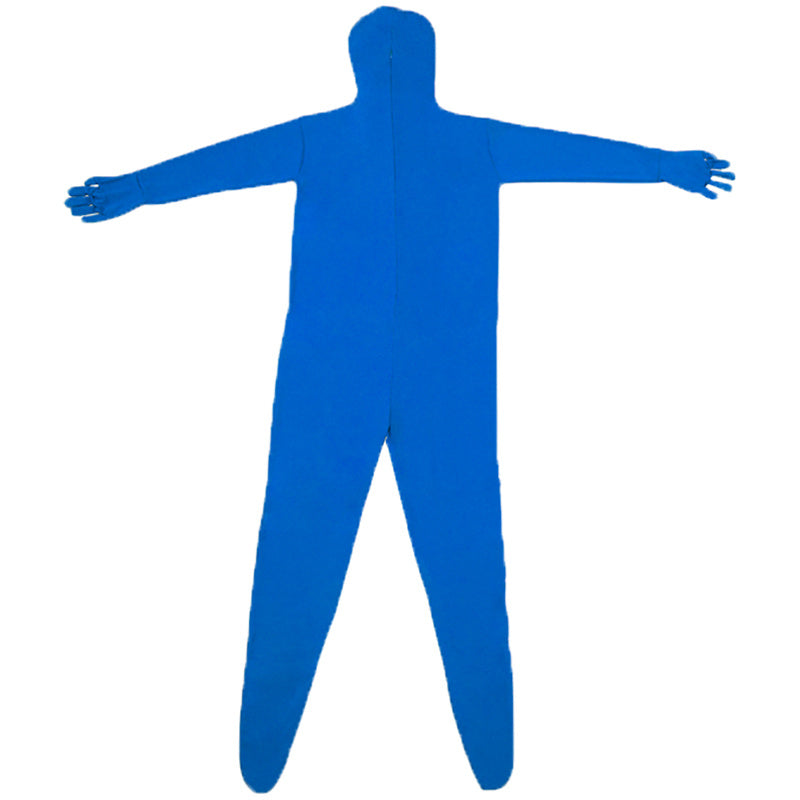 Uniqkart PSD2EA One-Piece Chromakey Body Suit Green Bodysuit Unisex Spandex Disappearing Man Costume - Blue / 160cm