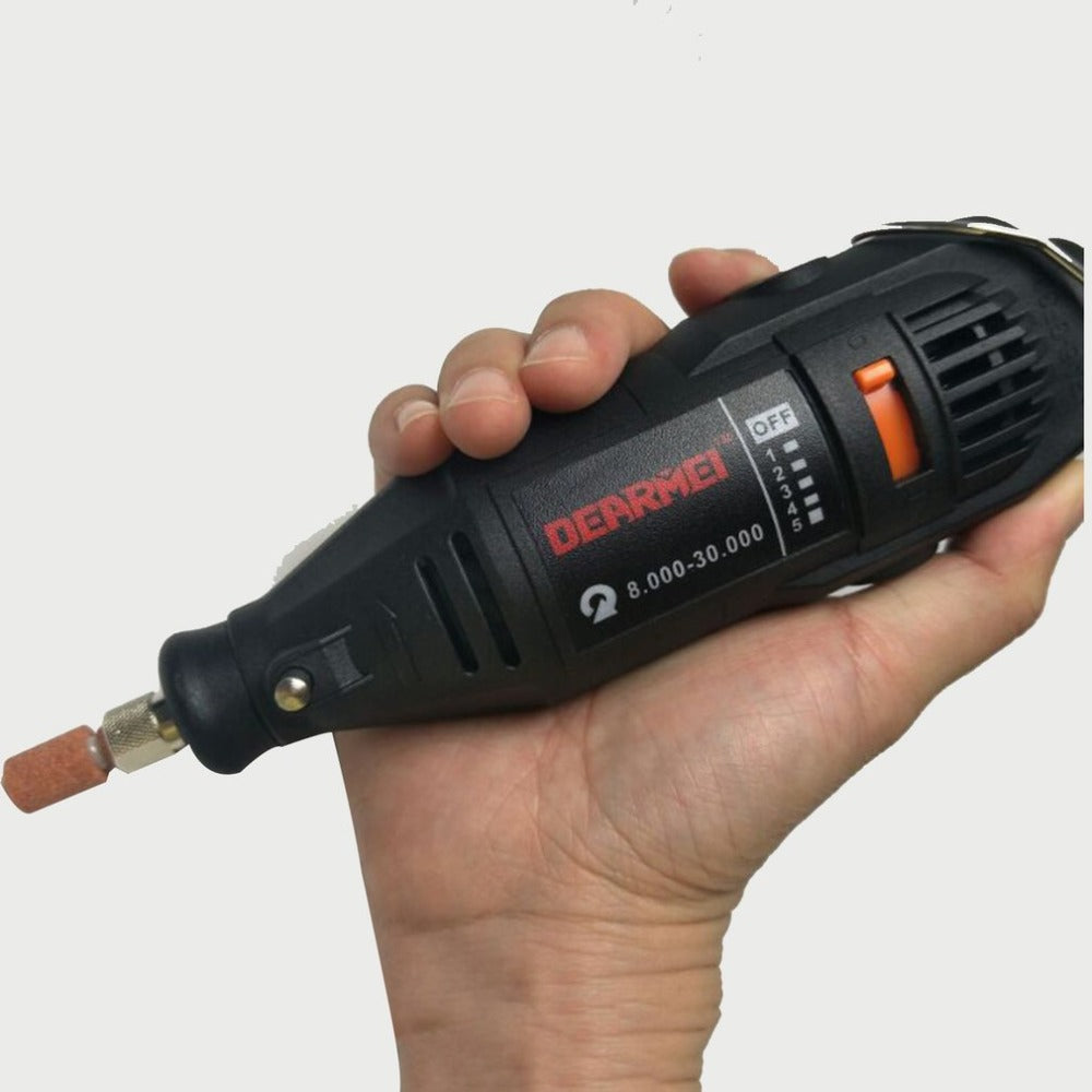 130W 220V Mini Electric Drill Set Power Tools Polishing Machine Variable Speed Engraving Pen with Accessories, EU Plug