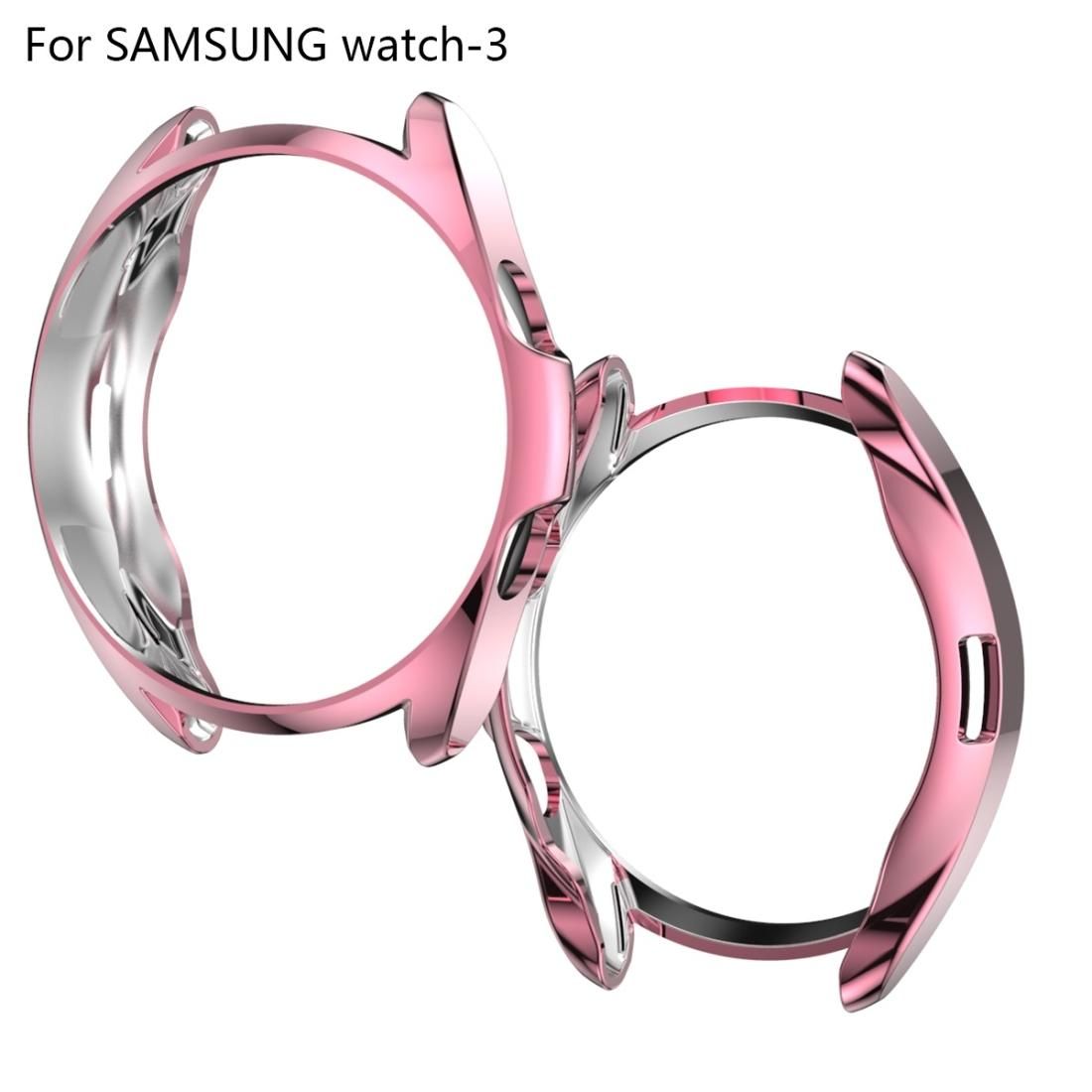 Electroplating Hollow Half-pack TPU Protective Case, Size:For Samsung Galaxy Watch 3 41mm (Rose Gold)