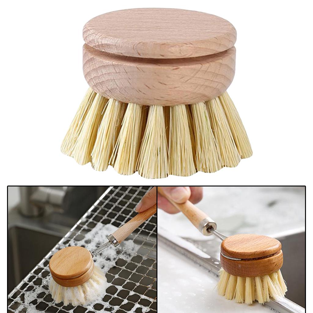 Dish Brush Wooden Handle Kitchen Brushes Nylon Bristle Natural Scrubber brush head