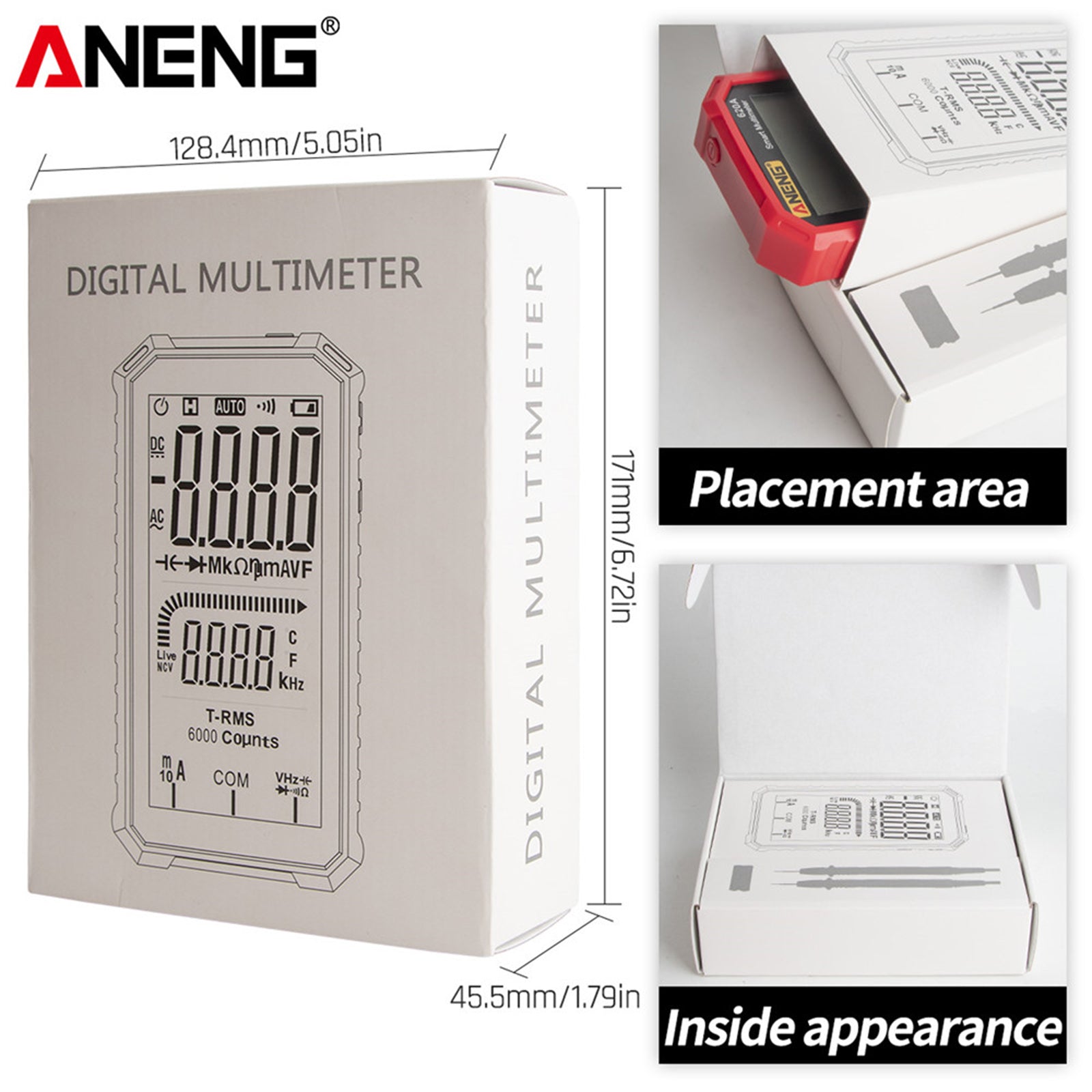 Digital Multimeter Transistor Testers Multi Meter 6000 Counts Red