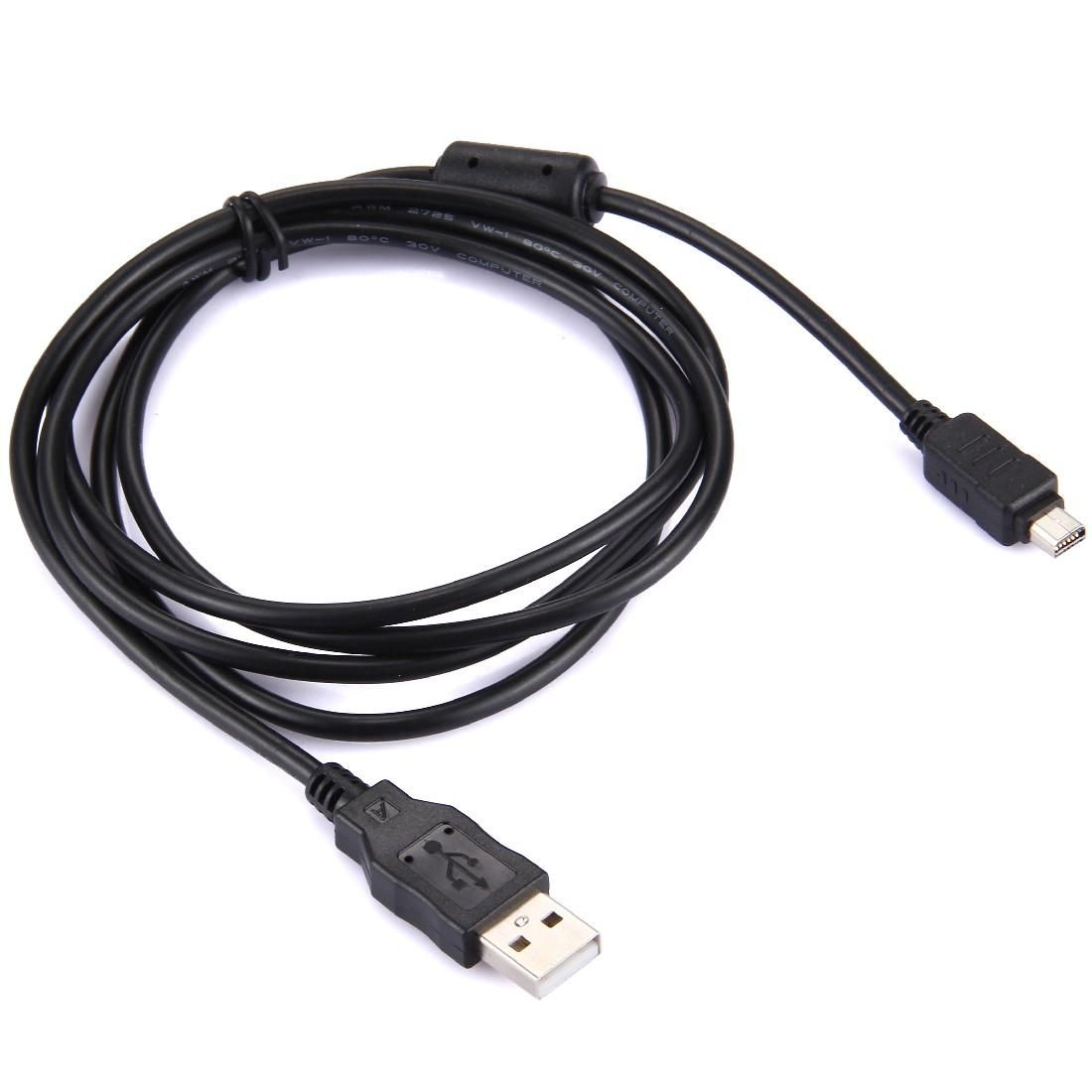 12 Pin Digital Camera USB Data Cable for Olympus FE140 / U830 / U840 / U850 / D425 / D435, Length: 1.5m (Black)