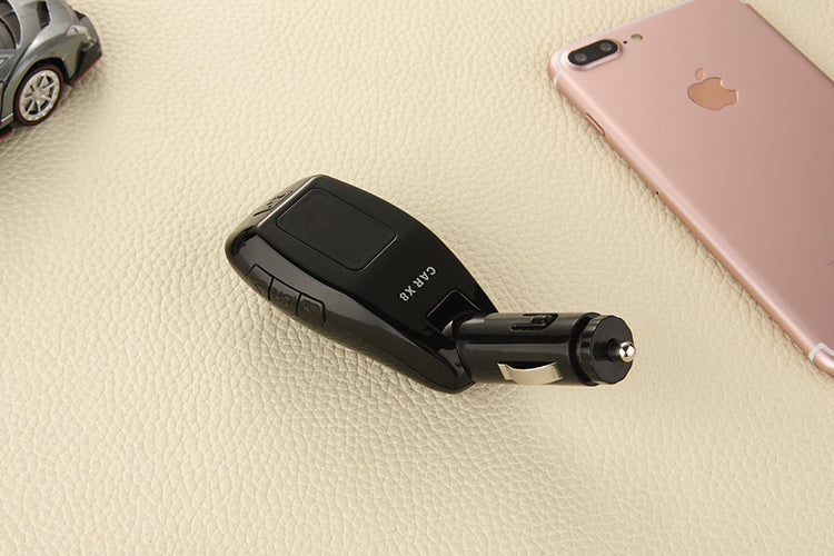 X8 Car Charger Cigarette Lighter Car MP3 Bluetooth Hands-free FM Transmitter for iPhone 8/8 Plus - Black