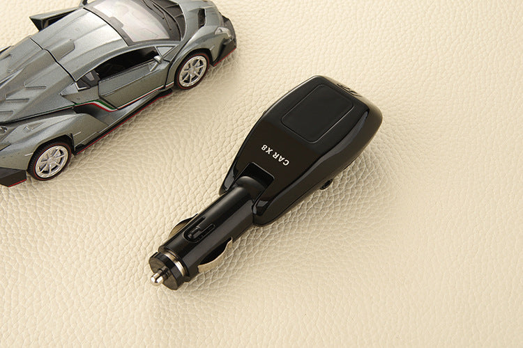 X8 Car Charger Cigarette Lighter Car MP3 Bluetooth Hands-free FM Transmitter for iPhone 8/8 Plus - Black