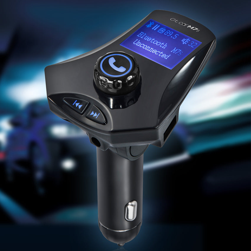 M7s LED Monitor Car MP3 Player Bluetooth FM Transmitter Car Kit Support Aux-in /  TF Card / U-Disk - Black