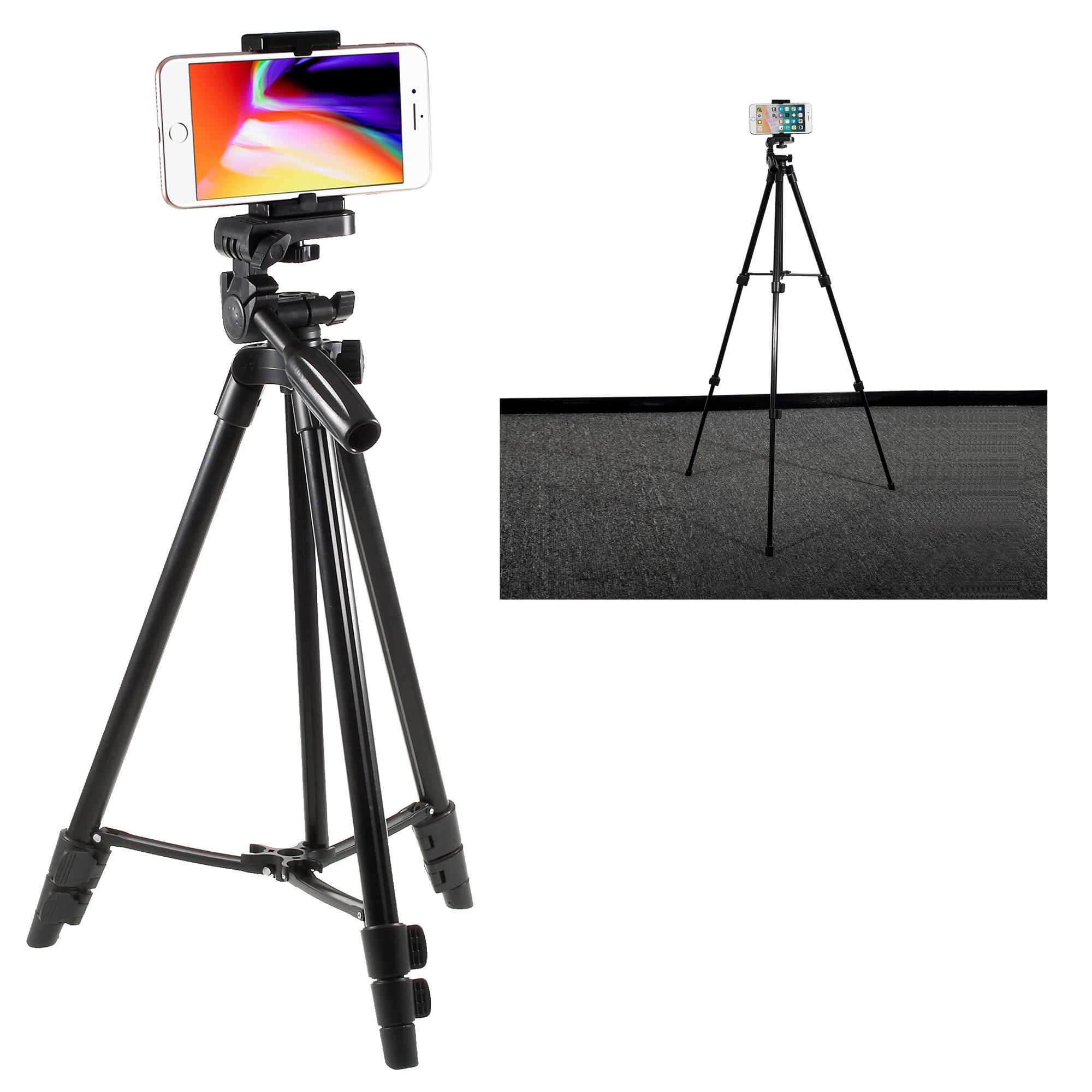Camera & Mobile Phone Extendable Tripod with Universal Smartphone Holder Mount