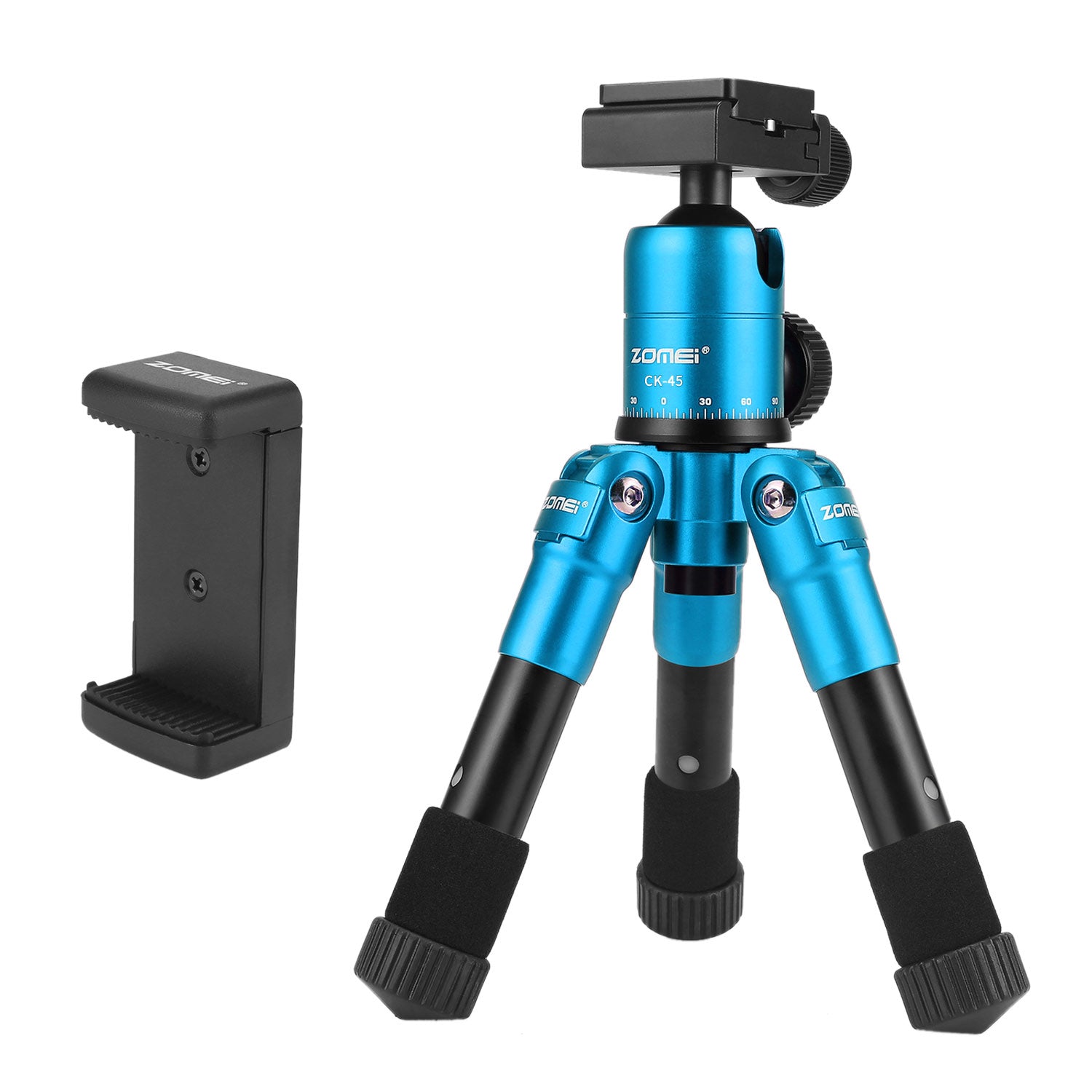 Zomei CK45 Camera Live Tripod Aluminum Flexible Mini Tabletop Tripe and Phone Holder for Smartphone DSLR Camera Video - Blue