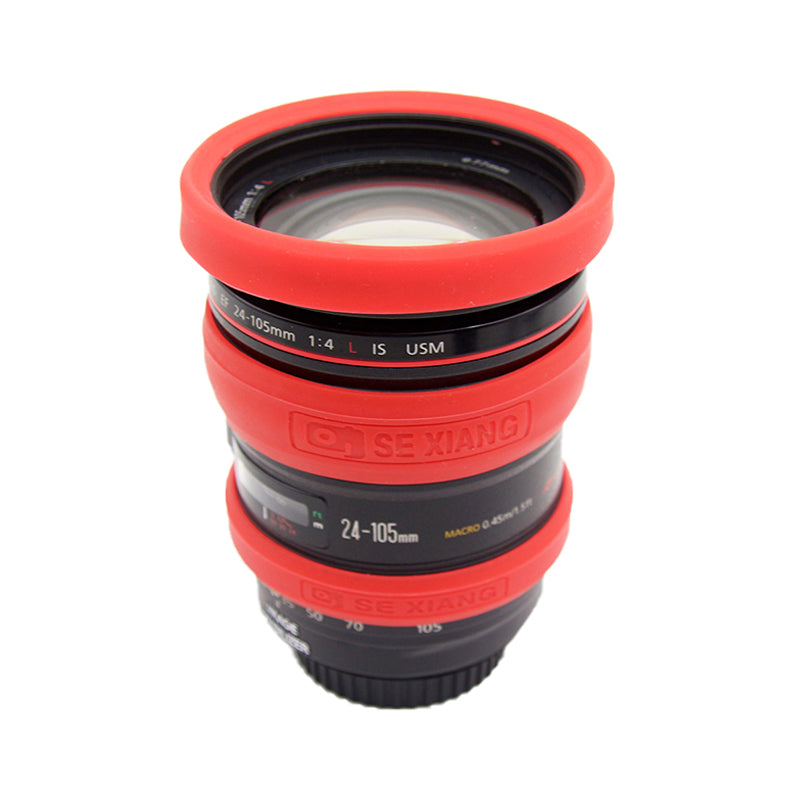 for Nikon/Sony/Fuji/Panasonic SLR Camera Lens Metal Protection Ring 52mm 55mm 58mm 62mm 67mm 72mm 77mm Lens Tube Silicone Protection Ring Kit - Red//for 52mm Lens