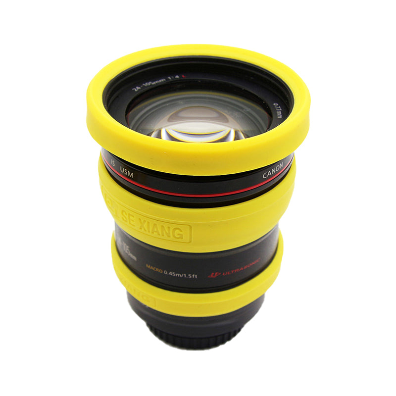for Nikon/Sony/Fuji/Panasonic SLR Camera Lens Metal Protection Ring 52mm 55mm 58mm 62mm 67mm 72mm 77mm Lens Tube Silicone Protection Ring Kit - Yellow//for 52mm Lens