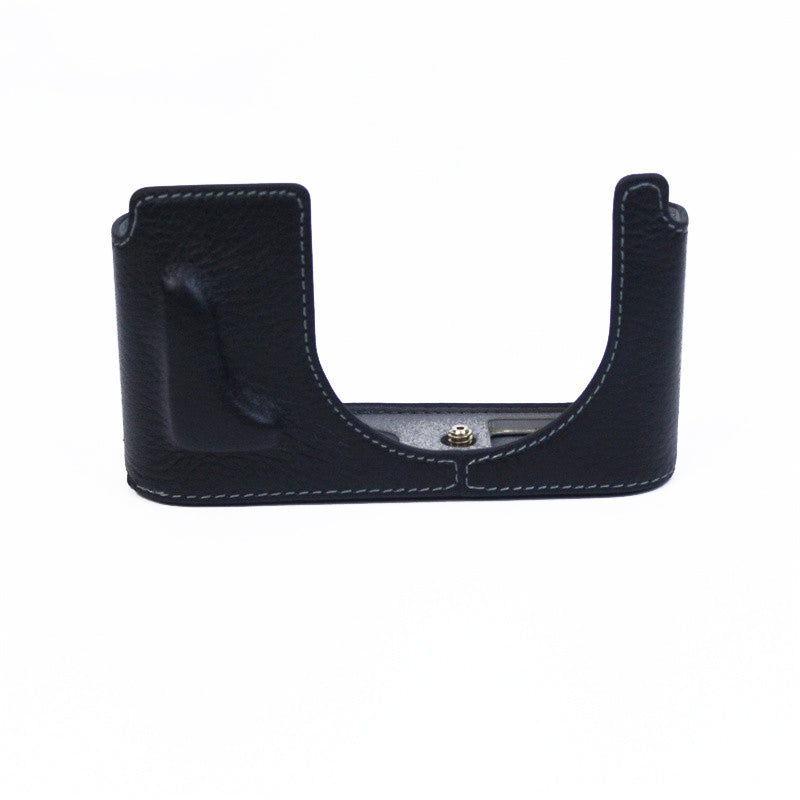 Uniqkart for Leica Q2 Camera Bottom Case Genuine Leather Detachable Protective Half Body Cover Holder - Black