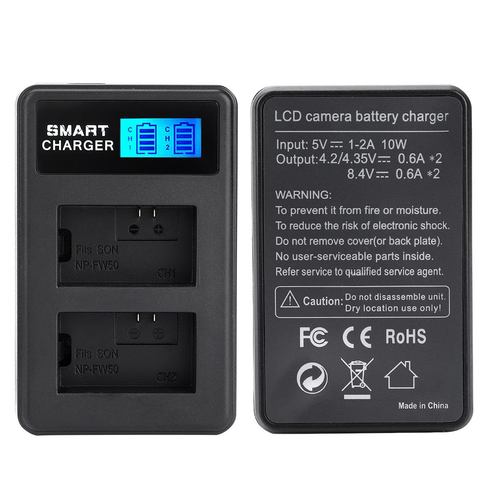 Double-Bay NP-FW50 USB Battery Charger with LCD Display for Sony Alpha 7 / A7 / 7R / A7R etc