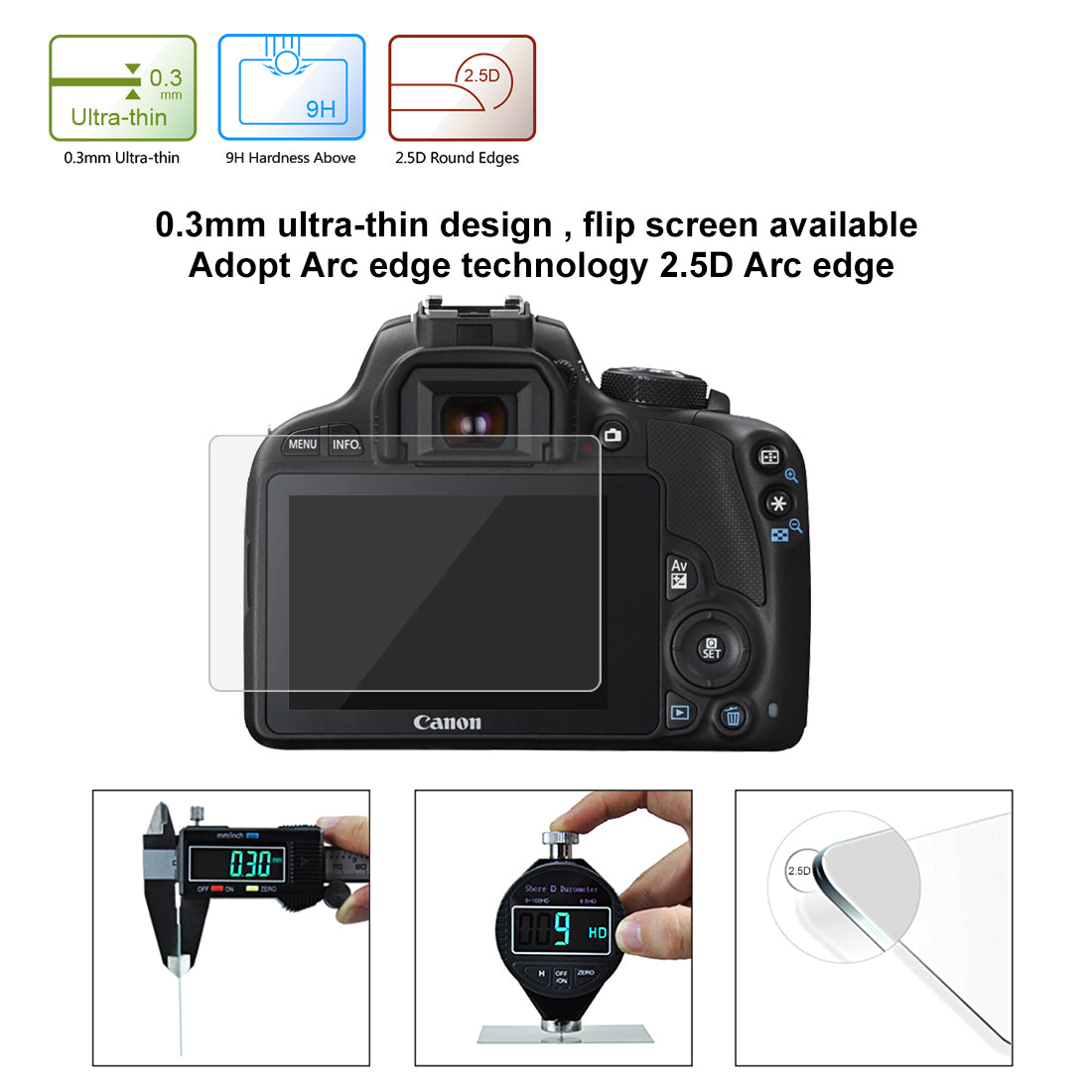 Puluz PU5505 SLR Camera Tempered Glass Screen Protector for Canon 100D / M3
