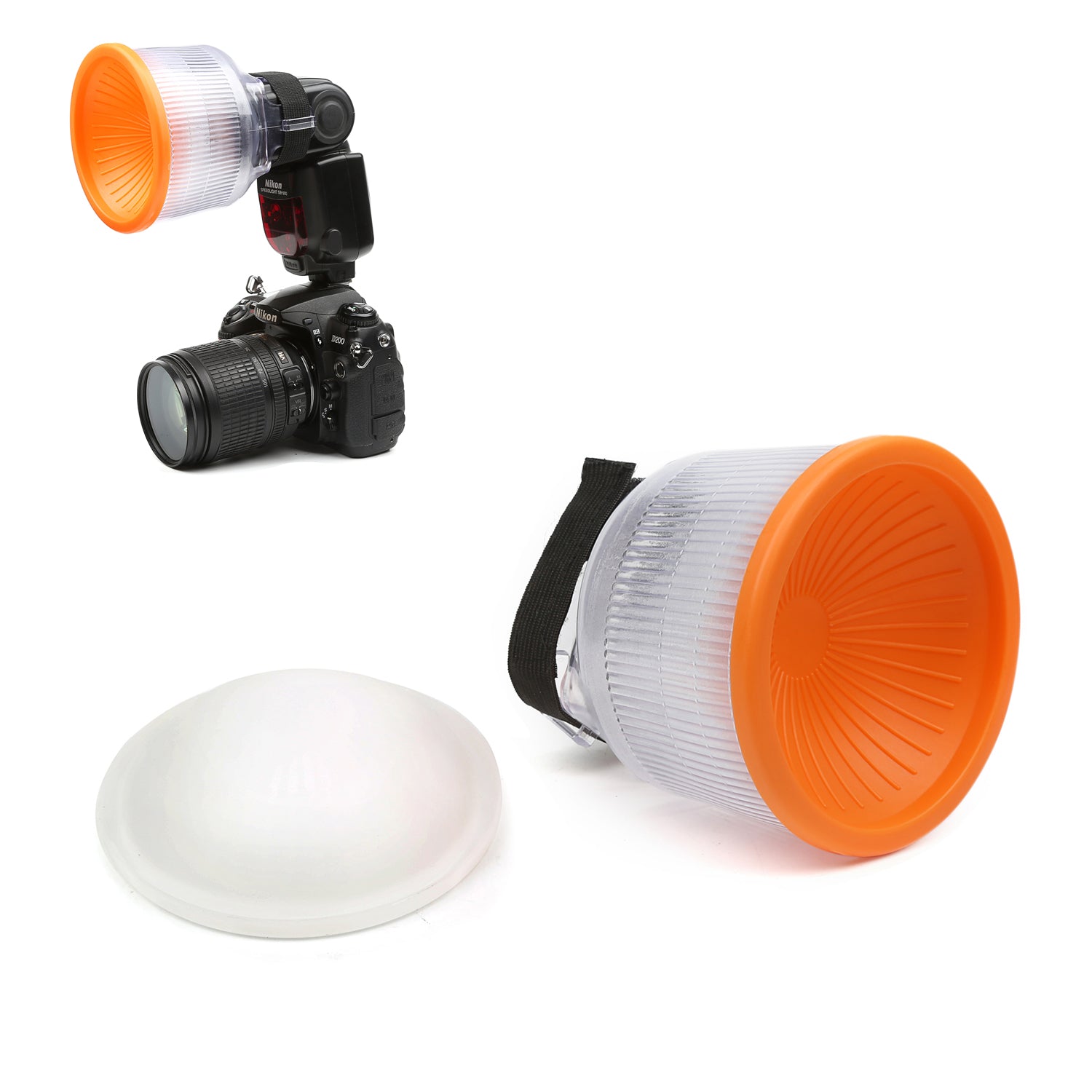 Universal Bowl Light Compatible Diffuse Diffuser Bowl Flash Cover Set Orange SLR Accessories Parts for Canon Nikon Sony