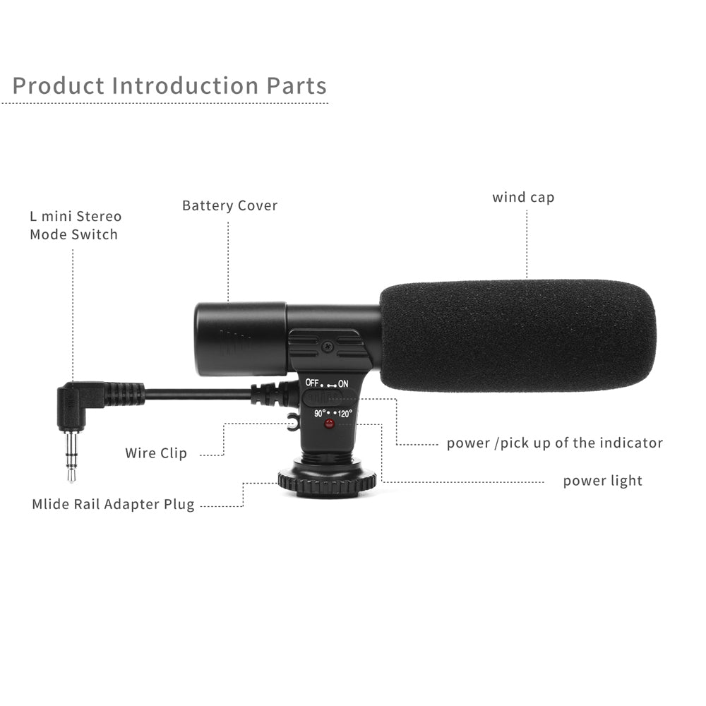 SHOOT Photography Interview Stereo Microphone Voice Recorder for Digital Camera Camcorder