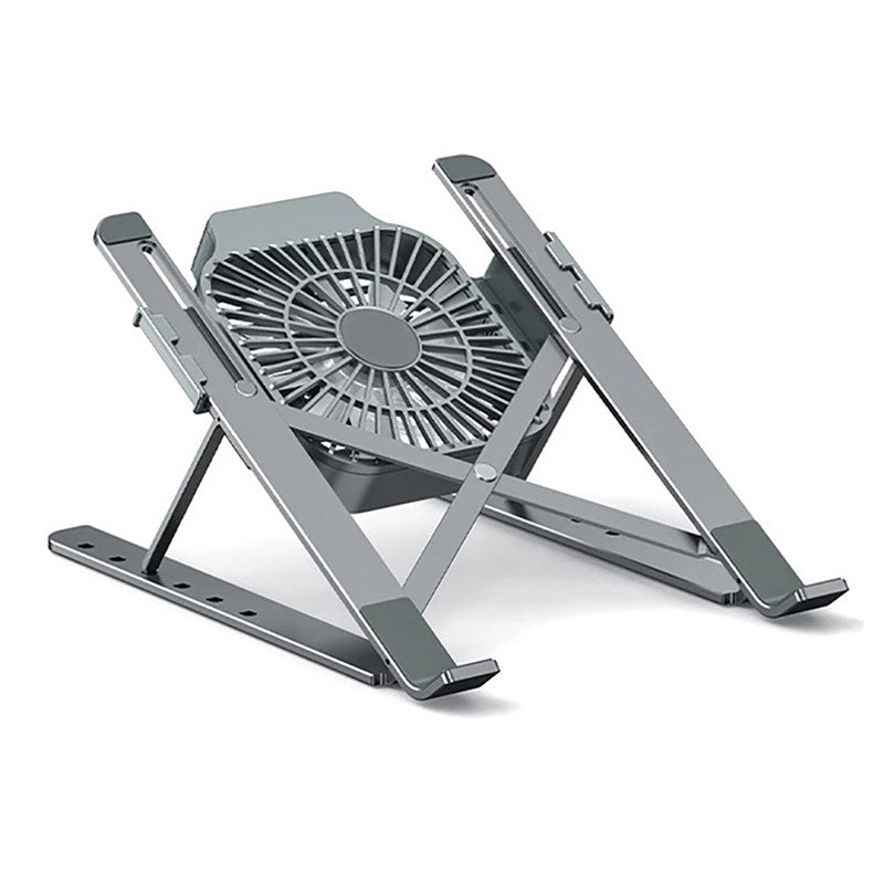 Foldable Laptop Tablet Stand with Cooling Fan for MacBook Air Pro HP DELL - Grey