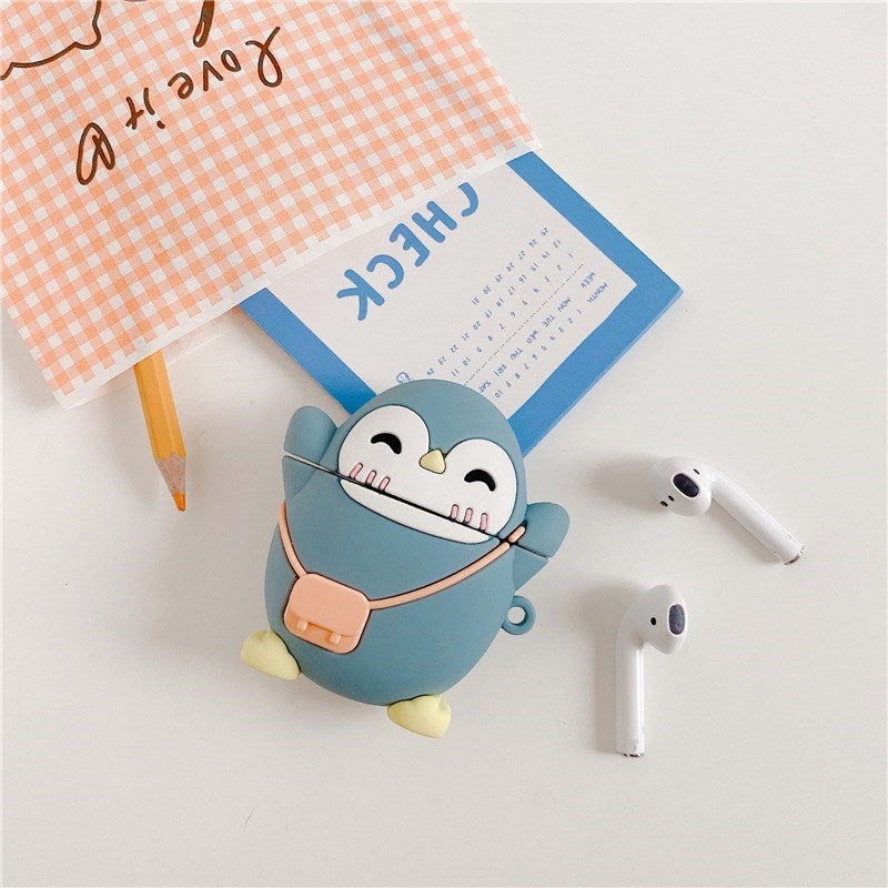 Uniqkart for Airpods 1 / 2 Pro Silicone Case Backpack Penguin Bluetooth Earphones Protector Cover - Uniqkart for Airpods 1 / 2