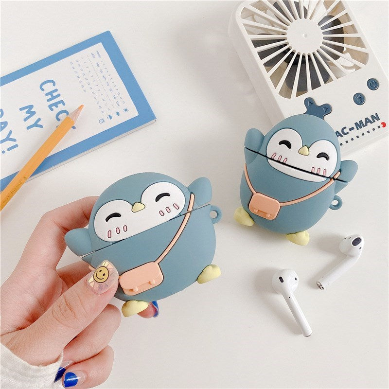 Uniqkart for Airpods 1 / 2 Pro Silicone Case Backpack Penguin Bluetooth Earphones Protector Cover - Uniqkart for Airpods 1 / 2