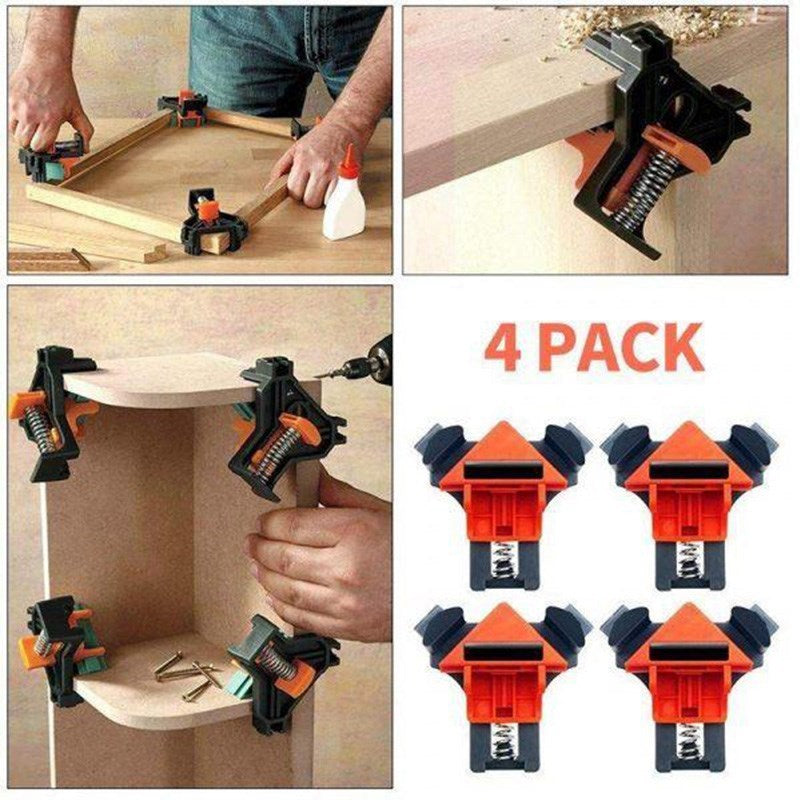 4Pcs 90-Degree Wood Corner Clamp Clip Frame Working Holder Tools - Red