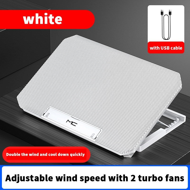 17" Laptop Cooler Computer Cooling Pad Height Adjustable Notebook Cooling Stand - White