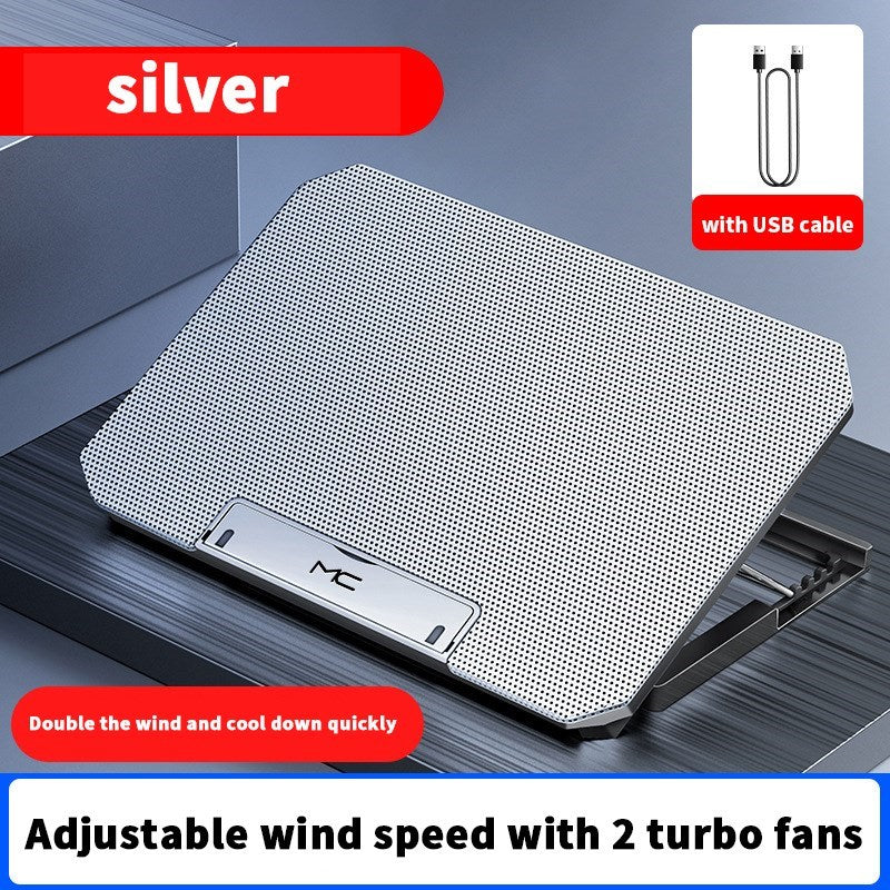 17" Laptop Cooler Computer Cooling Pad Height Adjustable Notebook Cooling Stand - Silver