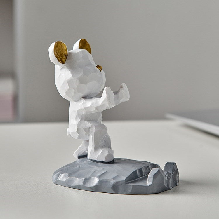 Cute Bear Cell Phone Stand Desktop Tablet Holder Creative Ornament Gift for Desktop Decoration - Style B