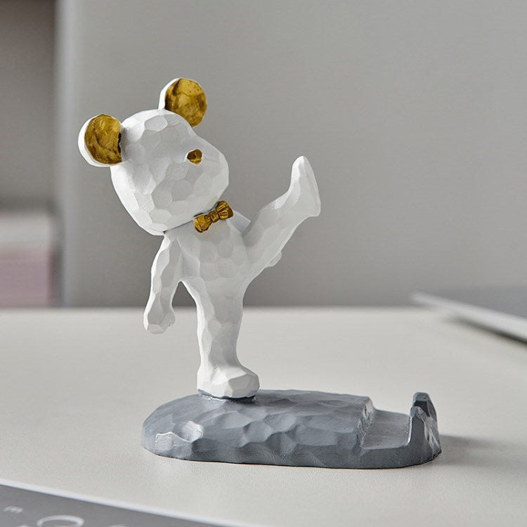 Cute Bear Cell Phone Stand Desktop Tablet Holder Creative Ornament Gift for Desktop Decoration - Style C