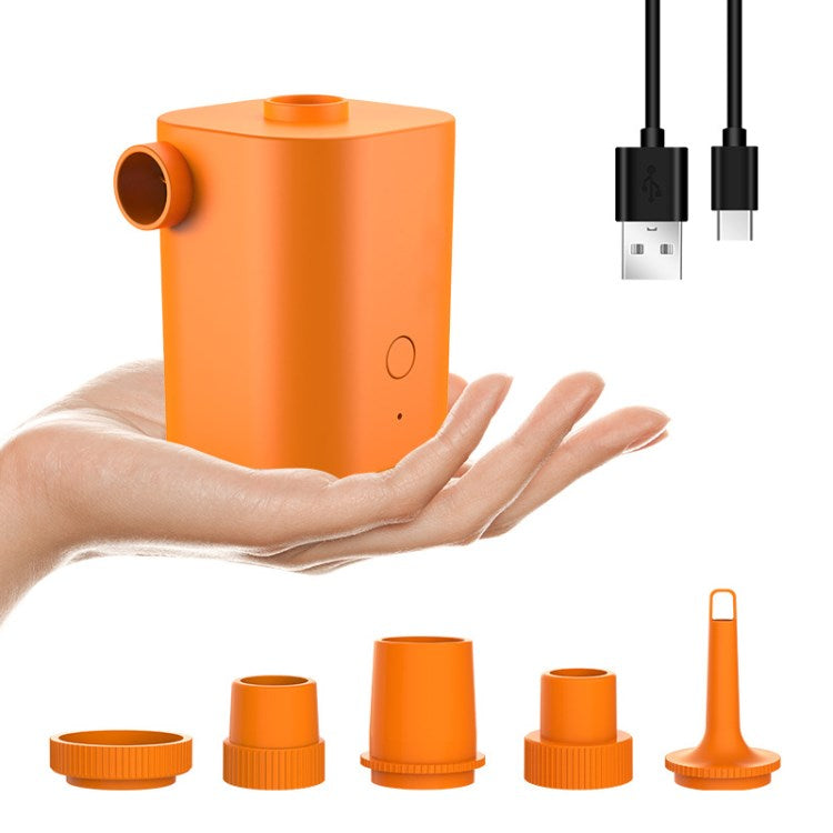 Electric Swimming Ring Air Pump Portable Wireless USB Rechargeable Inflator - Orange
