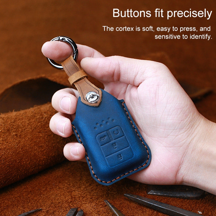 For Honda Car Cowhide Leather Key Protective Cover Key Case, Four Keys Version (Brown)