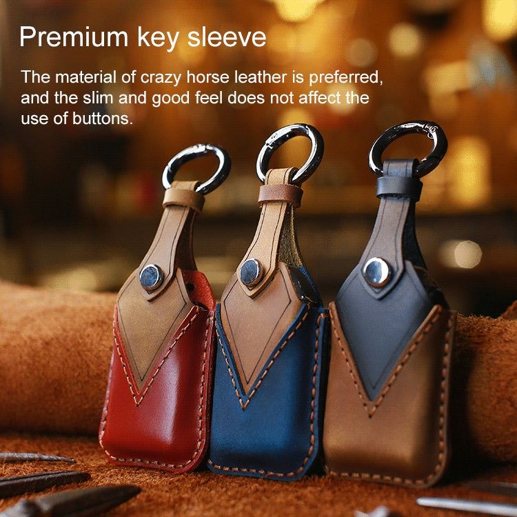 For Honda Car Cowhide Leather Key Protective Cover Key Case, Four Keys Version (Brown)